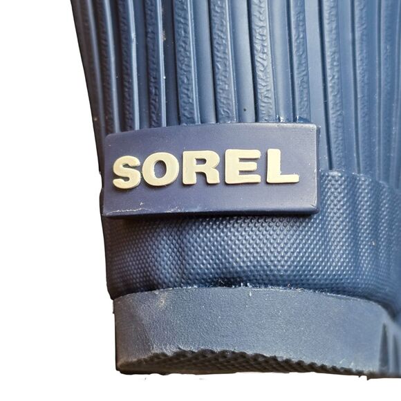 NWOT SOREL Joan Rain Ankle Wedge Boot Navy Blue Rubber Waterproof Women's Size 9 - Picture 14 of 16